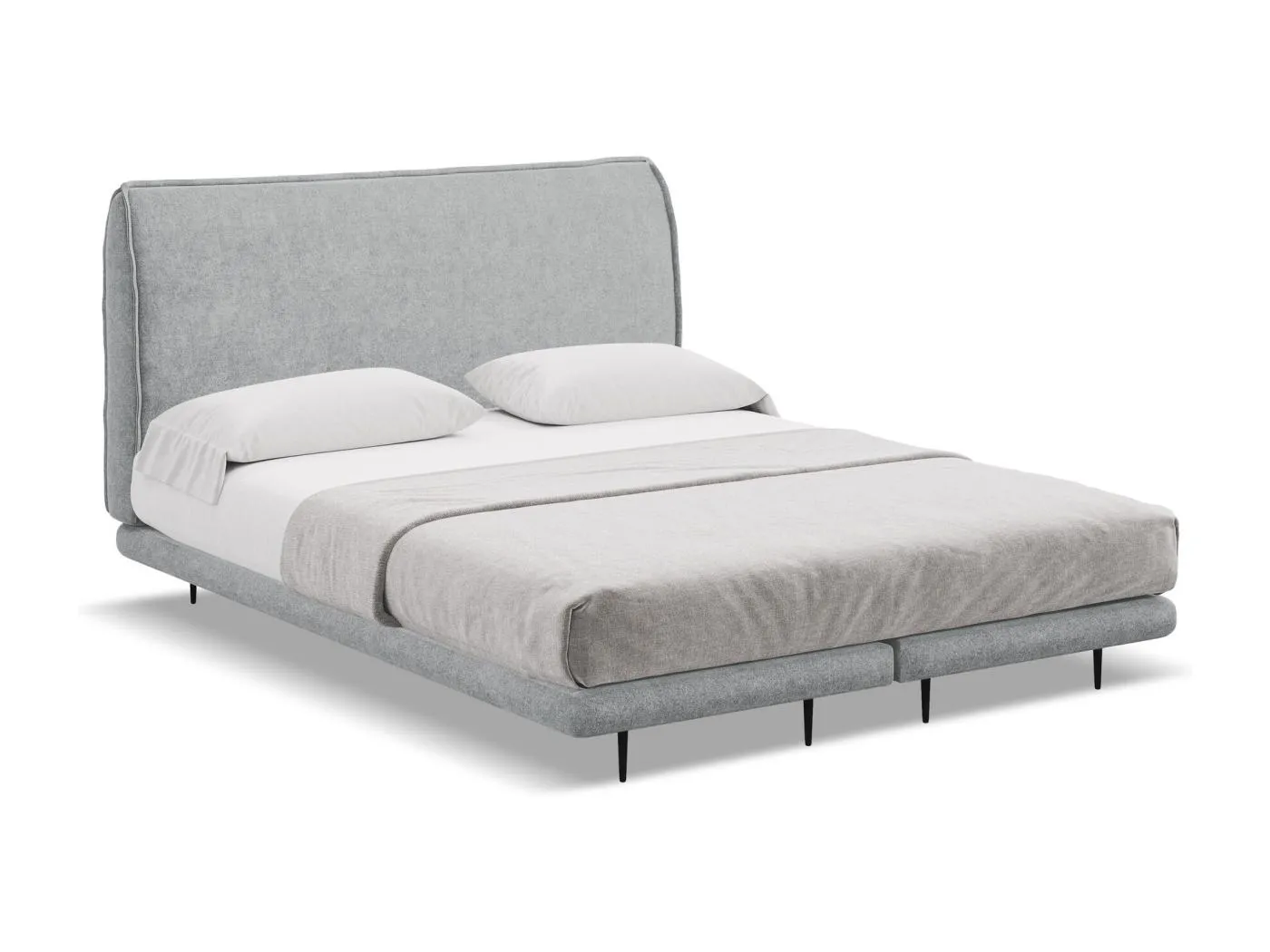 Bett mit Matratze - 148 x 222 - Bouclé - Silber - HALIA
