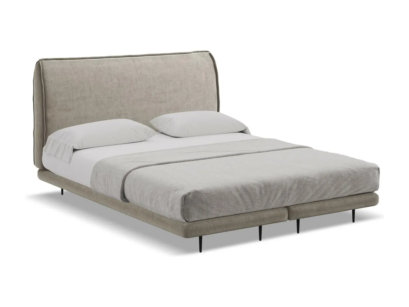 Bett mit Matratze - 168 x 222 - Samt - Taupe - HALIA