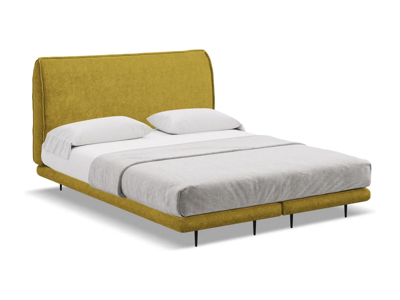 Bett mit Matratze - 148 x 222 - Bouclé - Senf - HALIA