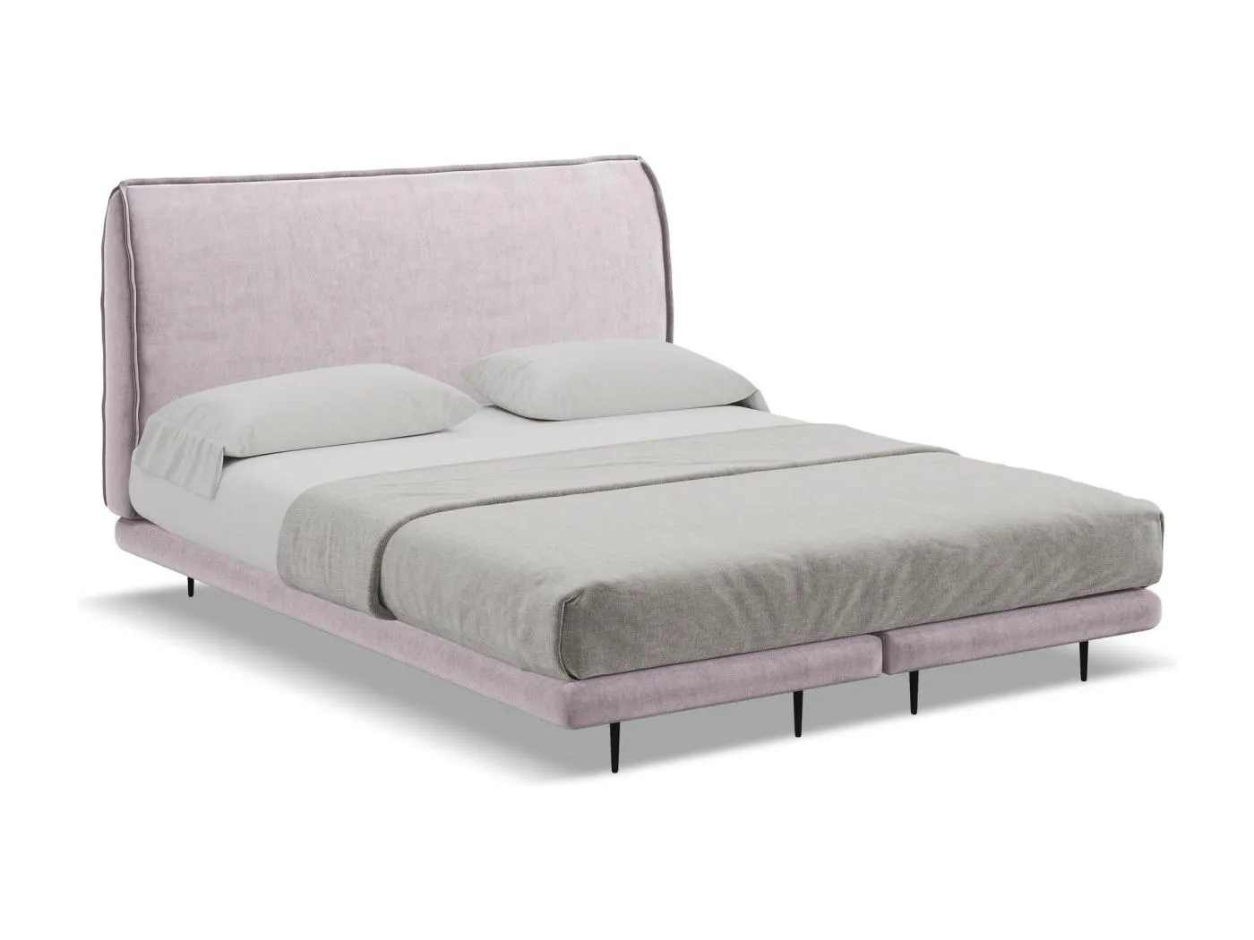 Bett mit Matratze - 168 x 222 - Samt - Lavendel - HALIA