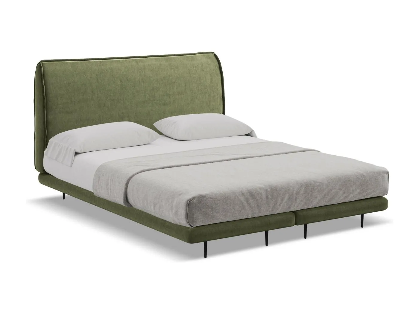 Bett mit Matratze - 148 x 222 - Samt - Olive - HALIA