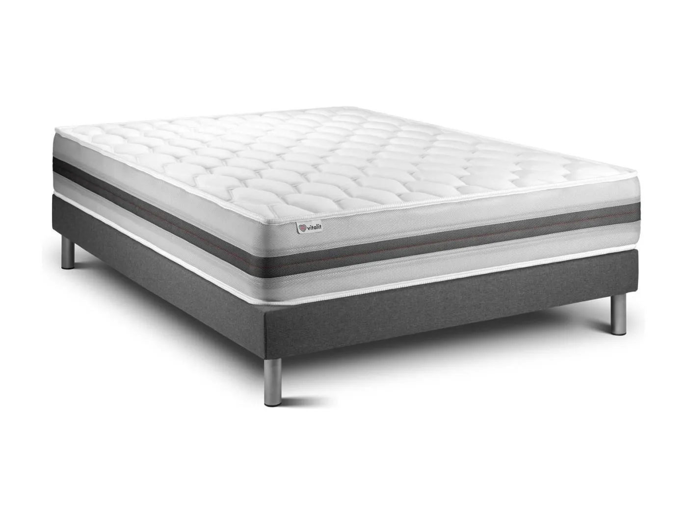 Matratzenset VITAL SPRING RECOVER 135 x 200 cm Bettrahmen Kit grau