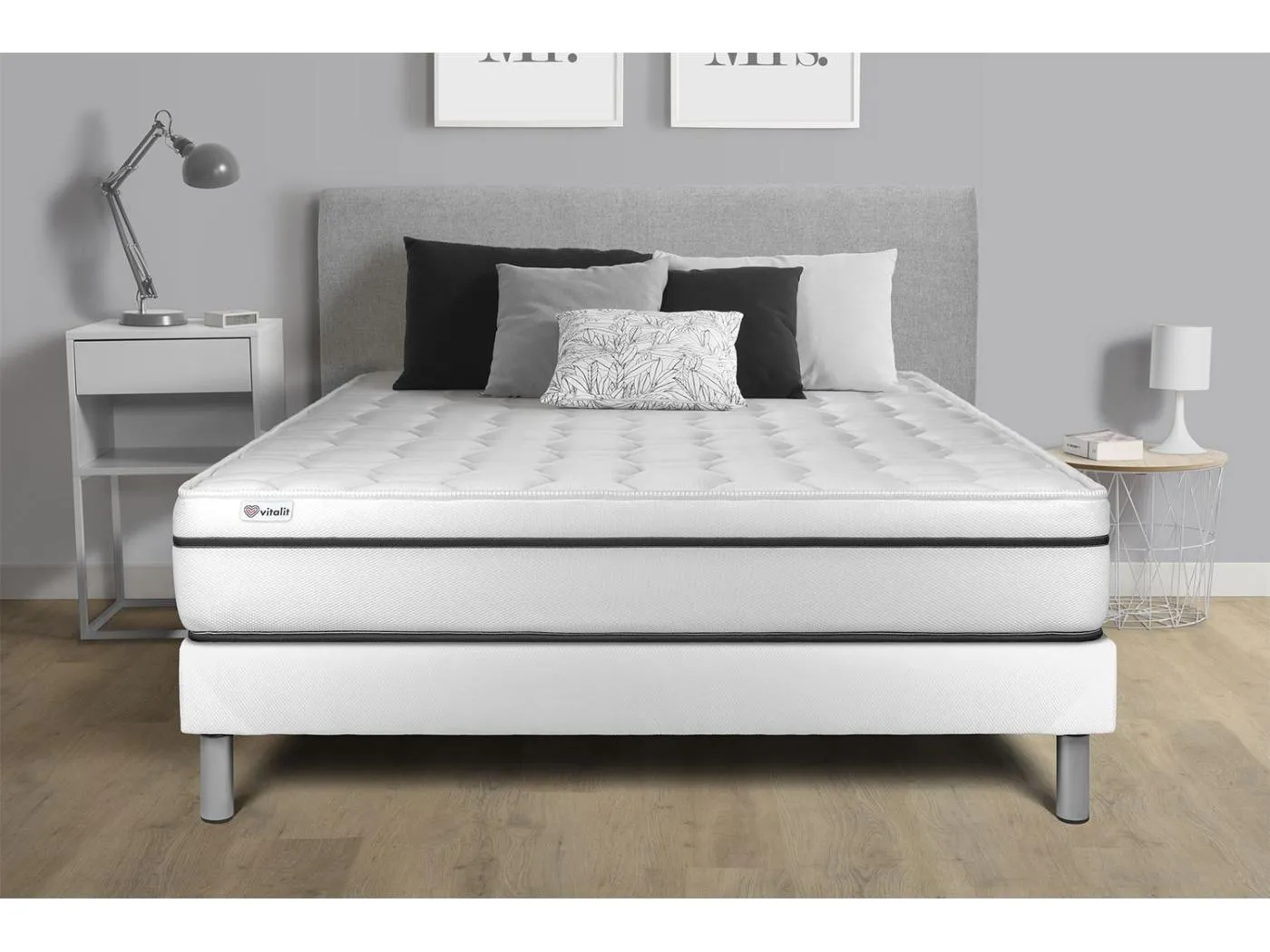 Matratzenset VITAL SPA 150 x 190 cm Bettrahmen Kit weiß