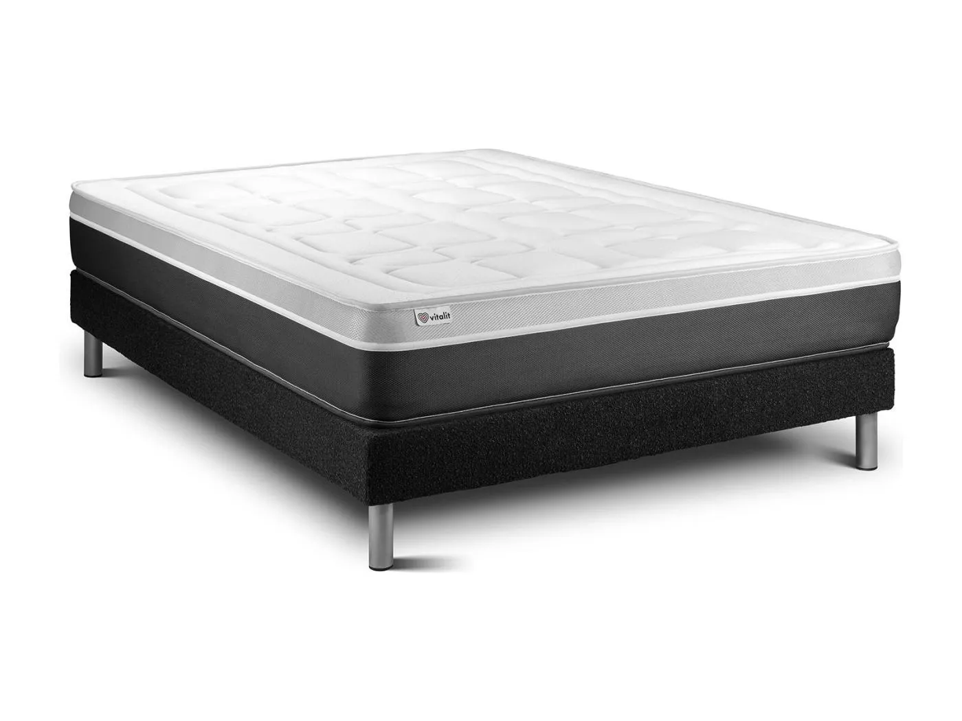 Matratzenset VITAL SOFT 150 x 190 cm Bettrahmen Kit schwarz