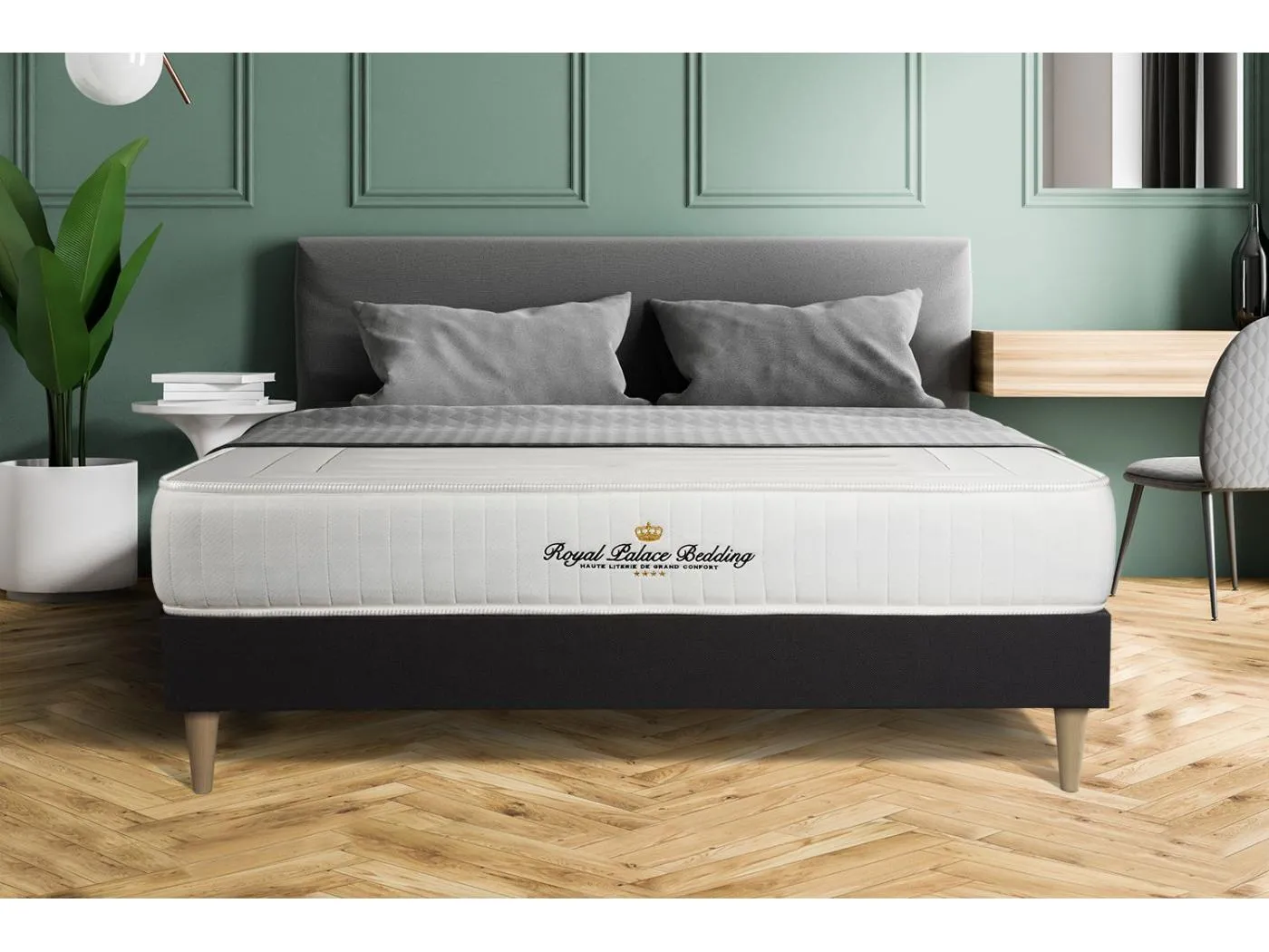 LANCASTER Matratze 120 x 190cm + Bettgestell mit Lattenrost, Härtegrad 4 , Taschenfedern und Memory-Schaum , Höhe : 22 cm