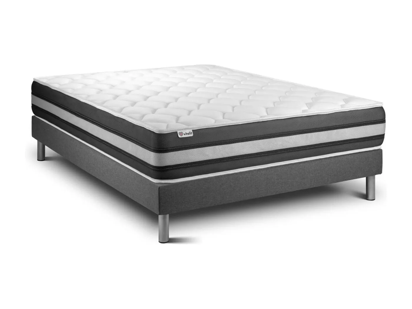 Matratzenset VITAL SPRING ZEN 150 x 190 cm Bettrahmen Kit grau