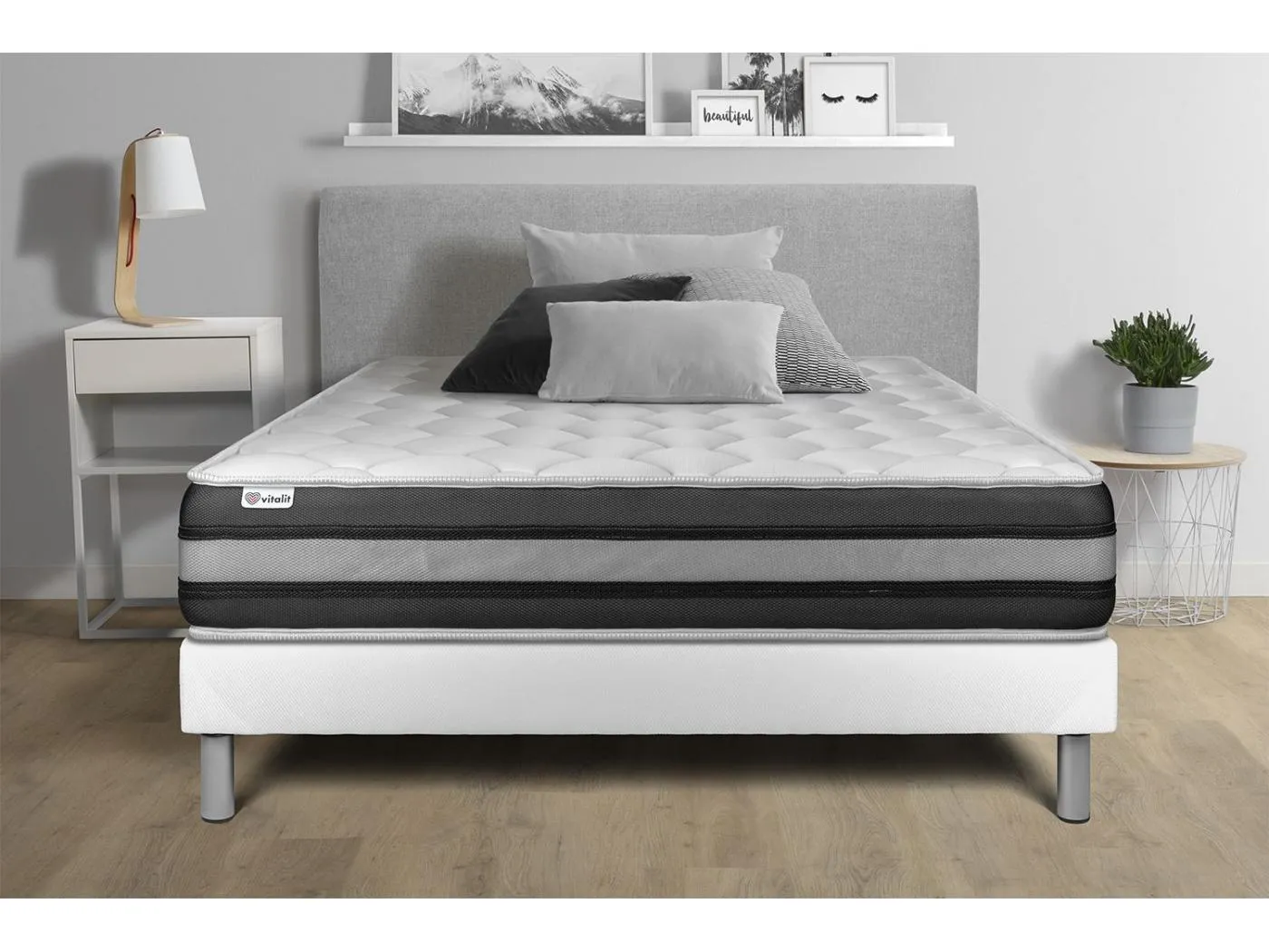 Matratzenset VITAL SPRING ZEN 160 x 190 cm Bettrahmen Kit weiß