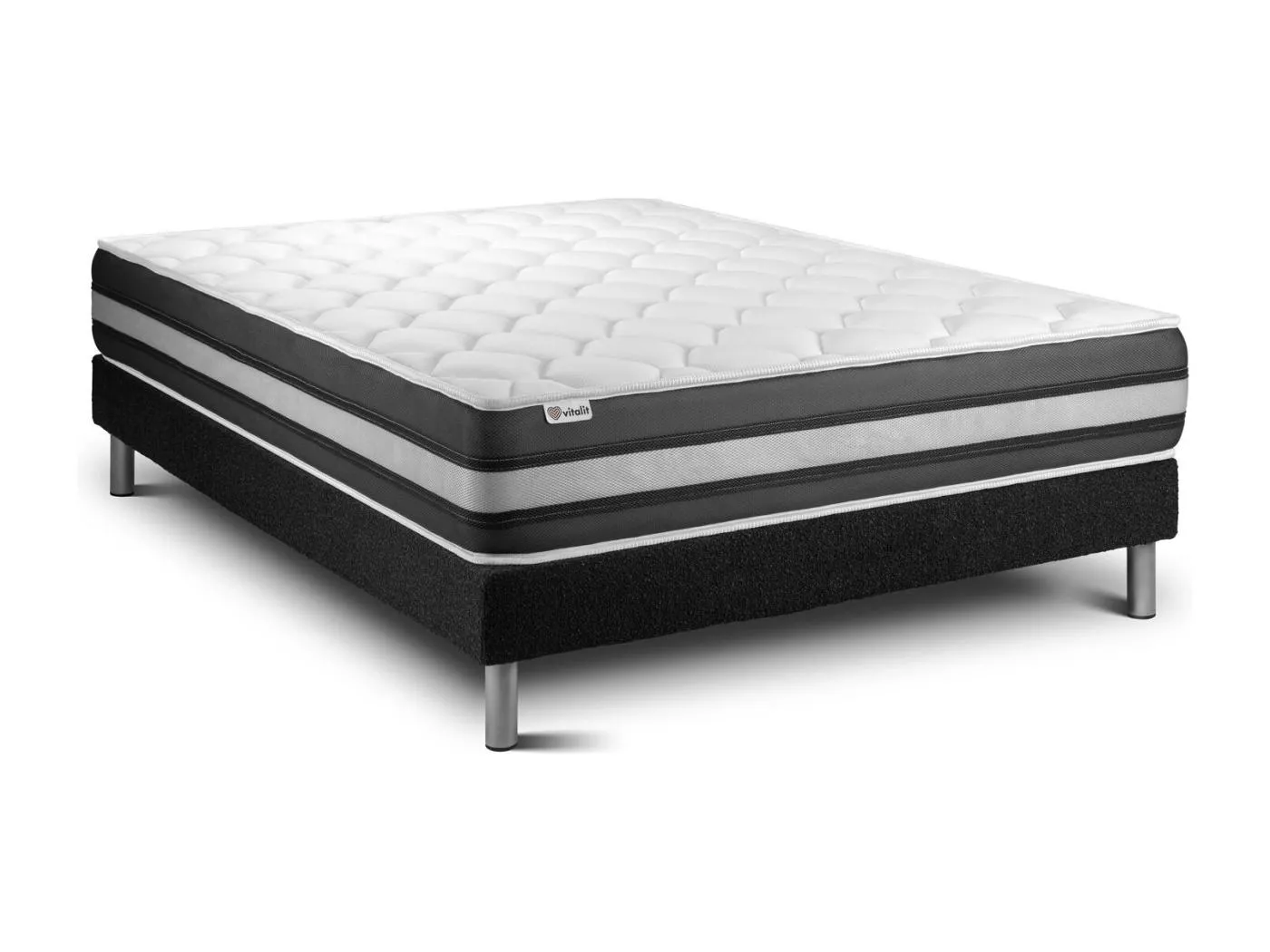 Matratzenset VITAL SPRING ZEN 140 x 200 cm Bettrahmen Kit schwarz