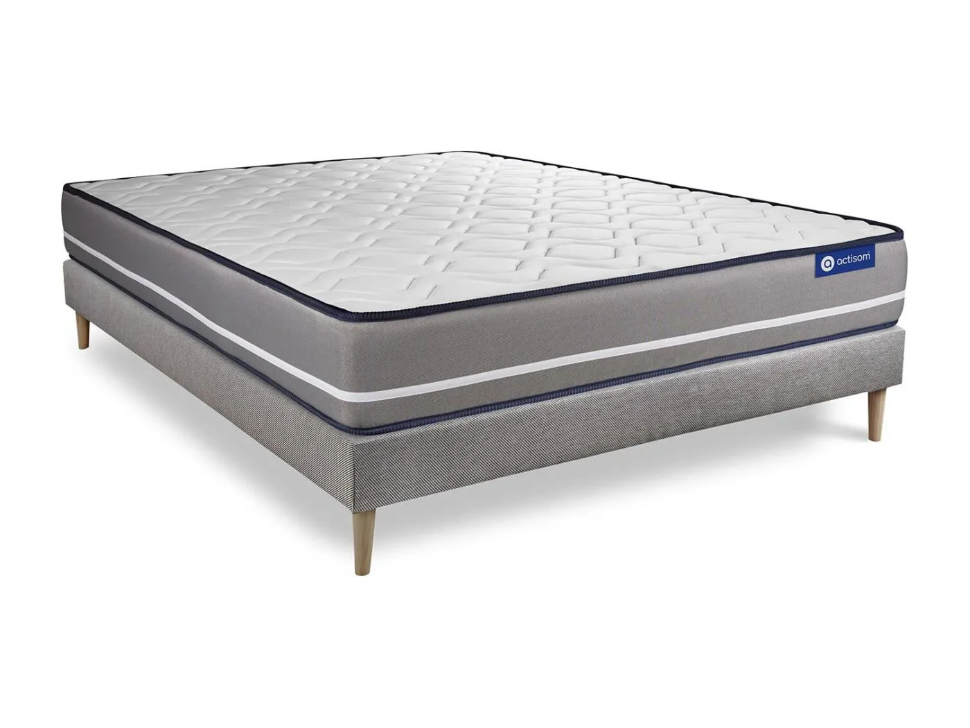 Actilatex pur matratze 130x190cm + Bettgestell mit lattenrost - Dicke : 20cm - Latex und Memory-Schaum - H4