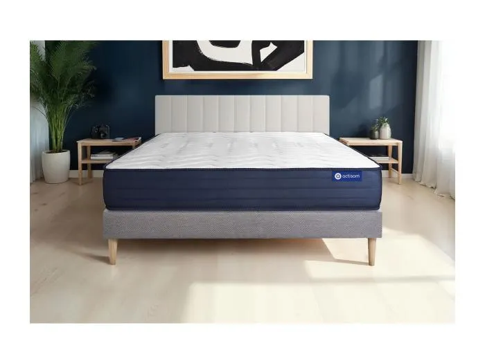 Actilatex life matratze 140x200cm + Bettgestell mit lattenrost - Dicke : 22cm - Latex und Memory-schaum - H5