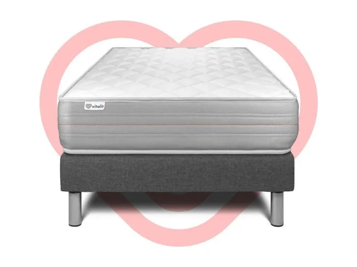 Matratzenset VITALMEMO 90 x 190 cm Bettrahmen Kit grau