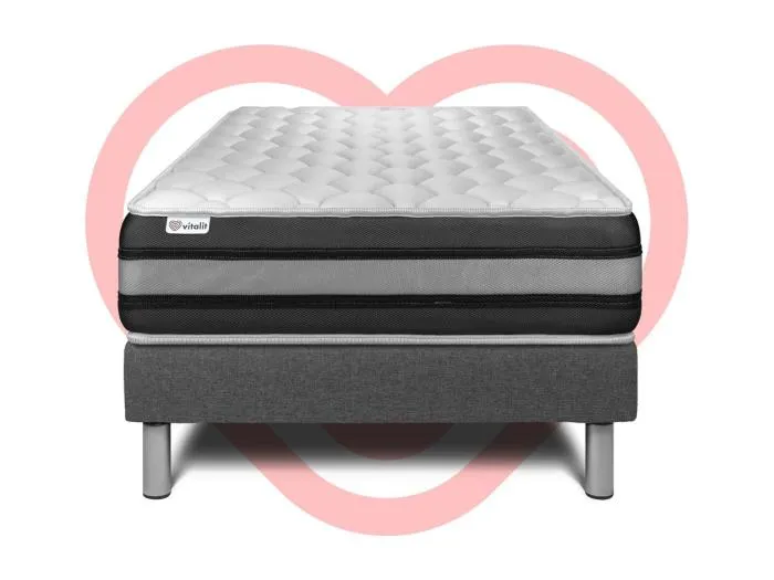 Matratzenset VITAL SPRING ZEN 90 x 200 cm Bettrahmen Kit grau