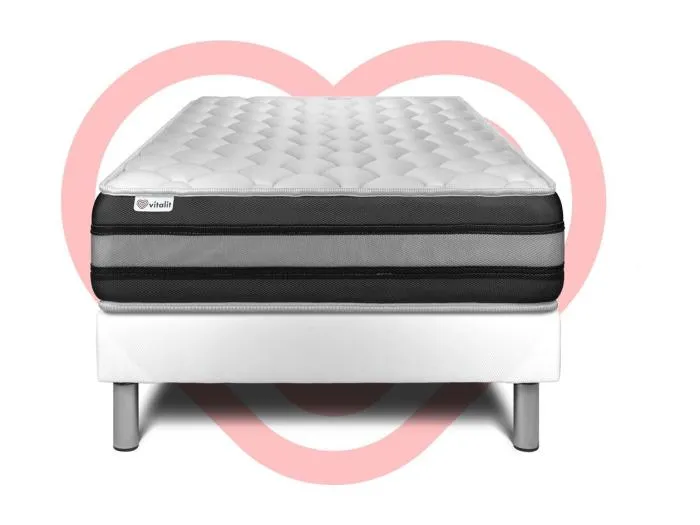 Matratzenset VITAL SPRING ZEN 90 x 190 cm Bettrahmen Kit weiß