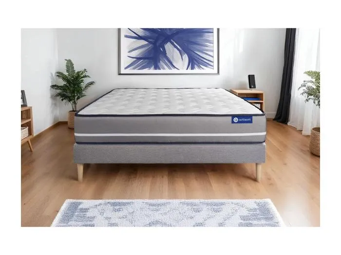 Actilatex pur matratze 140x200cm + Bettgestell mit lattenrost - Dicke : 20cm - Latex und Memory-Schaum - H4