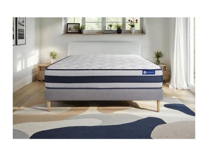 Actiflex ergo matratze 140x200cm + Bettgestell mit lattenrost - Dicke : 24cm - Taschenfederkern und Memory-Schaum - H4