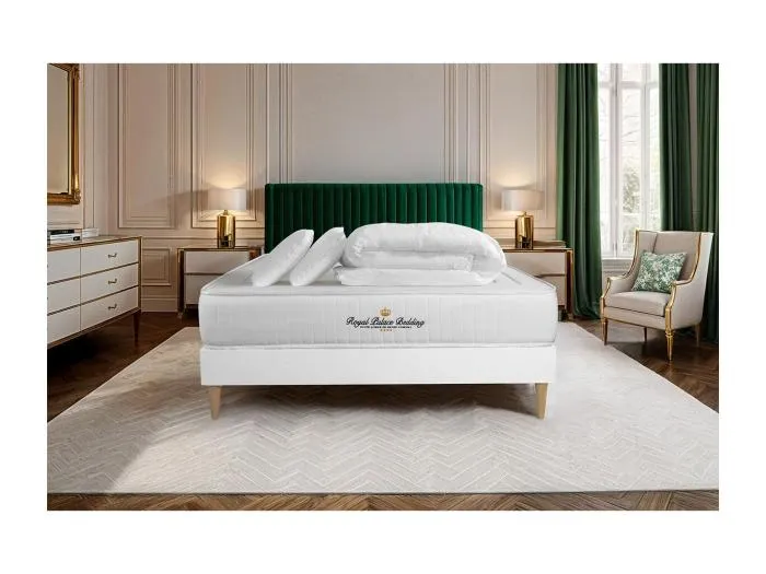 Komplettpaket Bett - Matratze 200x200 cm + Boxspringbett mit Lattenrost (im Set) + 2 Kopfkissen + Bettdecke - Lancaster