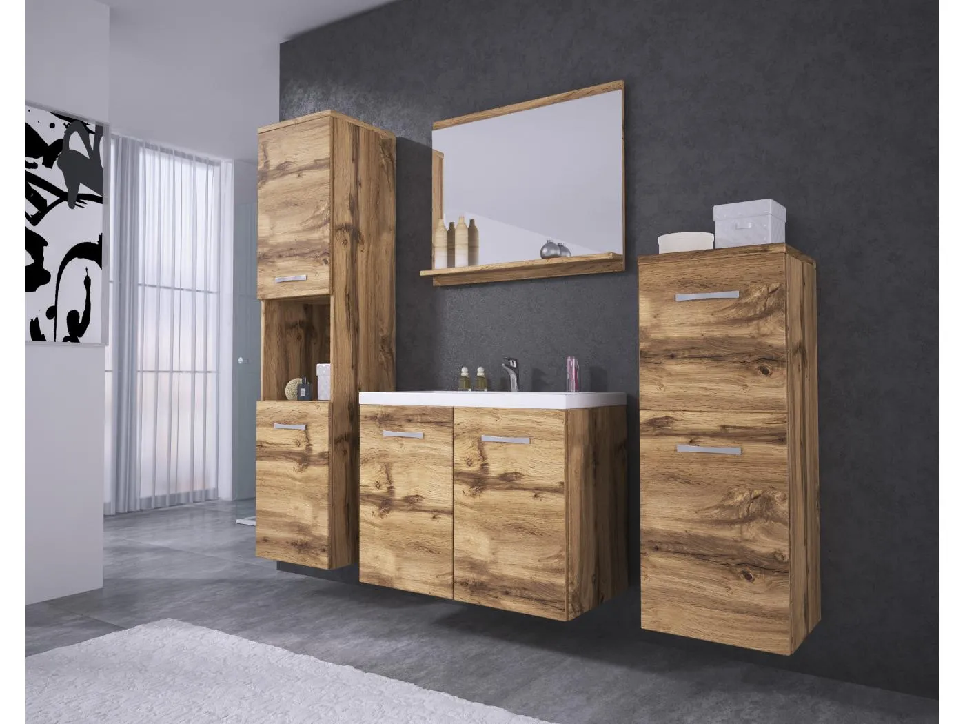 MINIO go for it, Badmöbel MALAGA in Eiche wotan