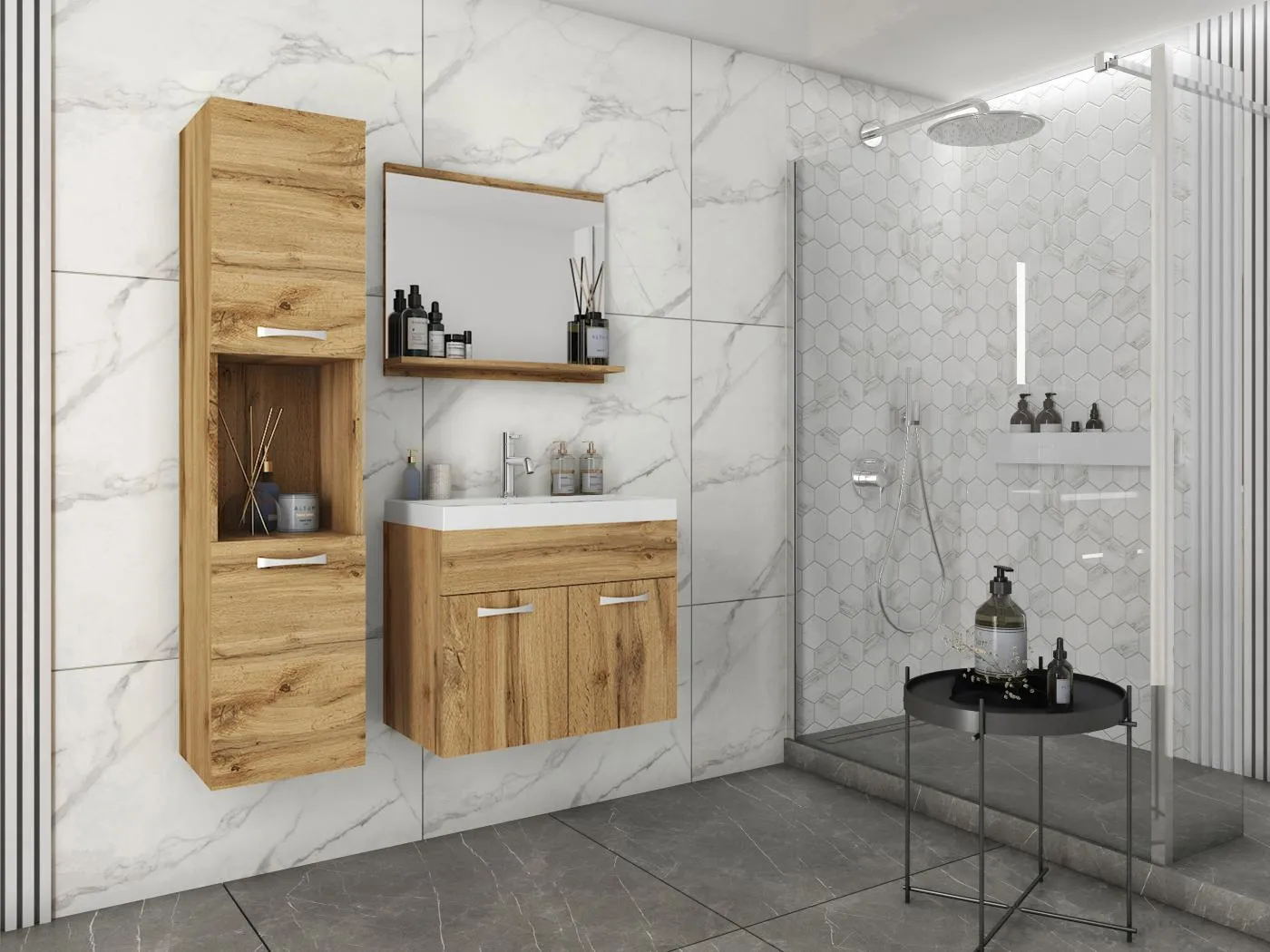 MINIO go for it, Badmöbel MONTANA in der Farbe Kastanien Breslau