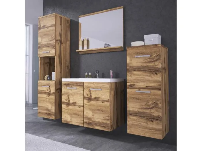 Badmöbel-Set 4-teilig, Holzoptik Wotan Eiche - Gripticials