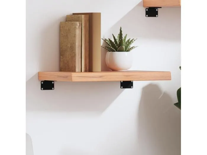 Wandregal Hellbraun 40x20x4 cm Massivholz Eiche Behandelt