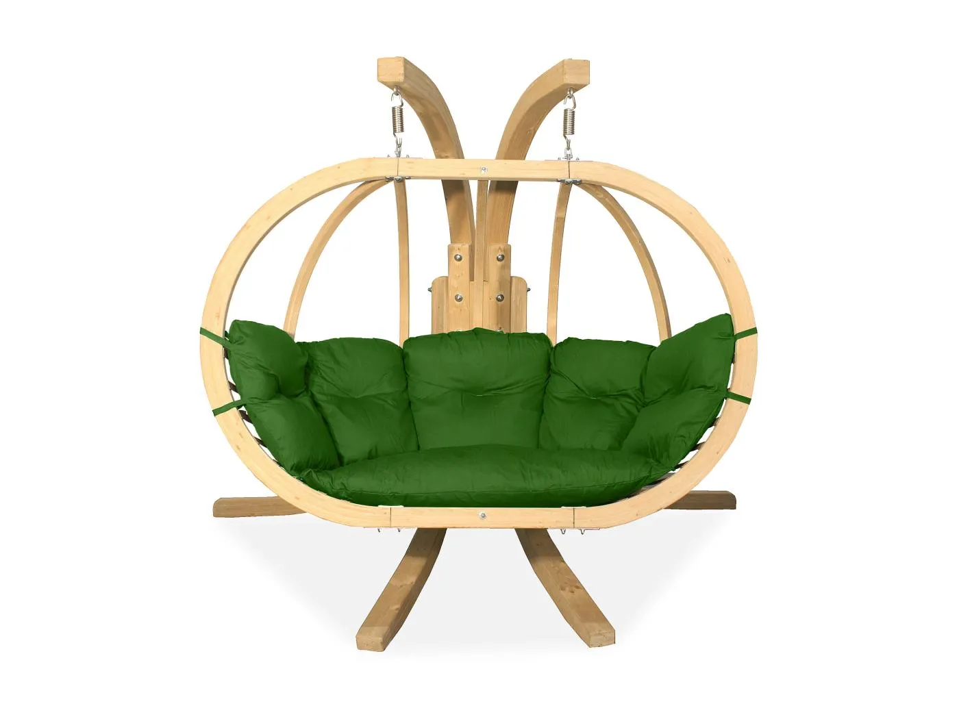 Hölzerner Hängesessel mit Gestell für zwei Personen - grün - CALLISTO