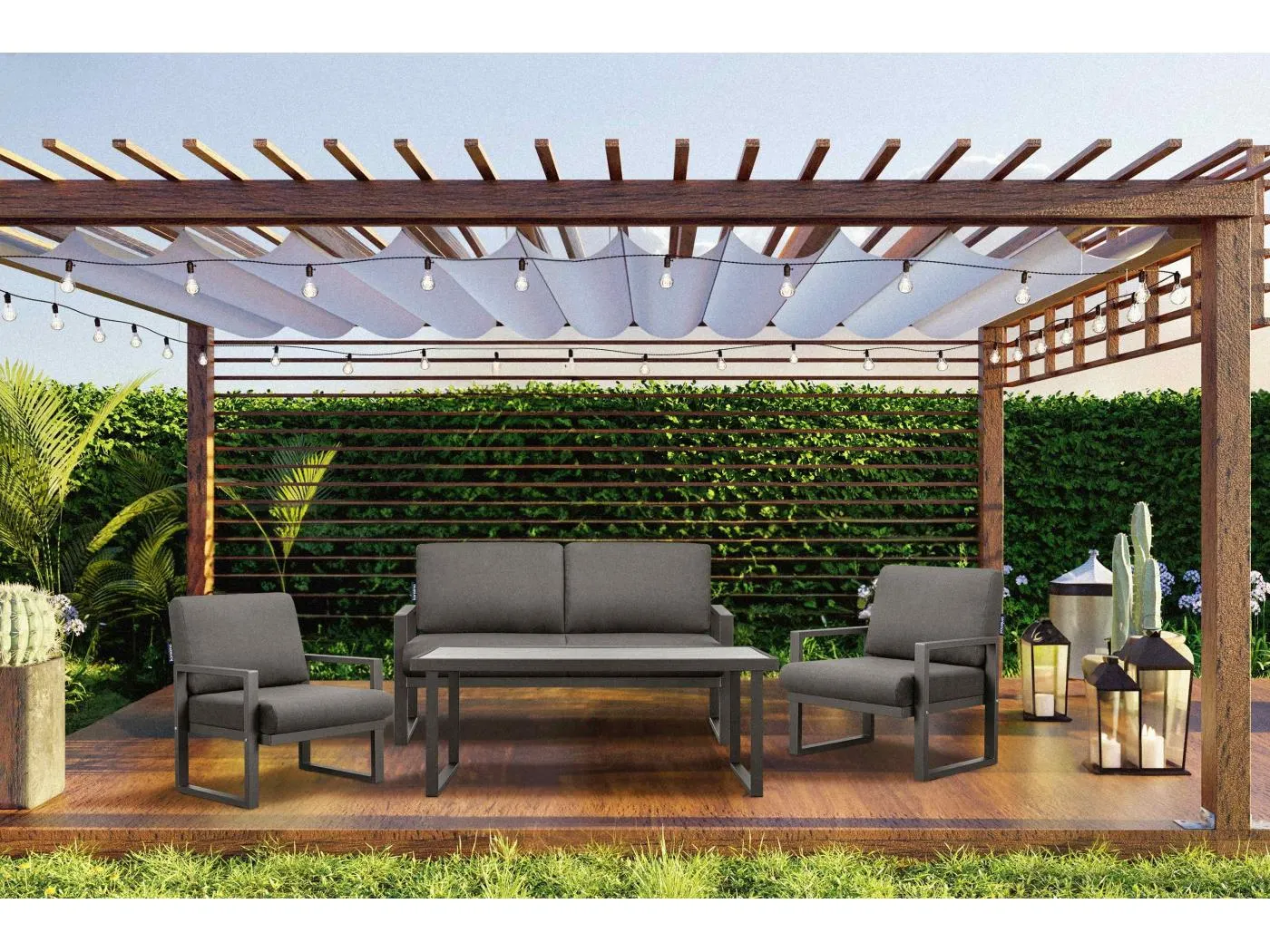 Terrassenmöbel im Loft-Stil - Anthrazitfarbenes - FRENA