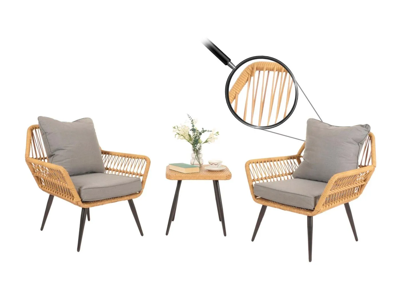 Poly-Rattan Garnitur MCW-N34, Dunkelgrau