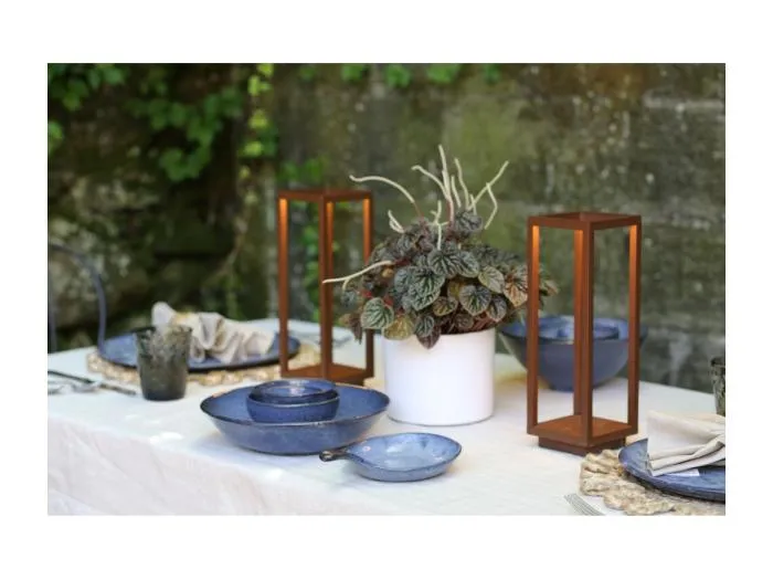 2,2 W LED-Heimlaterne aus Cortenstahl mit Batterie IP54 Zafferano