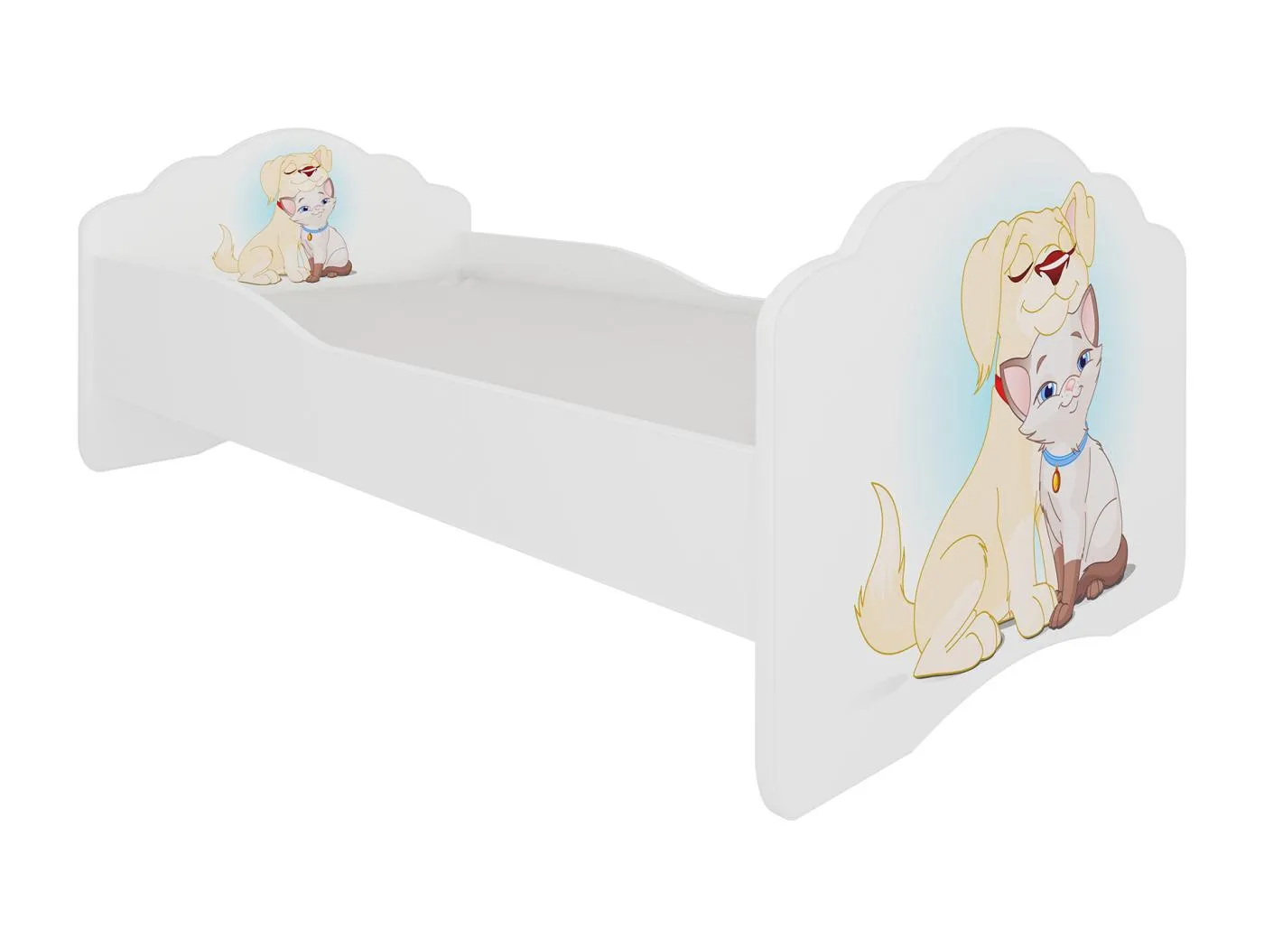 KINDERBETT Casimo weiß / Hund und Katze 88 / 164 / 63cm