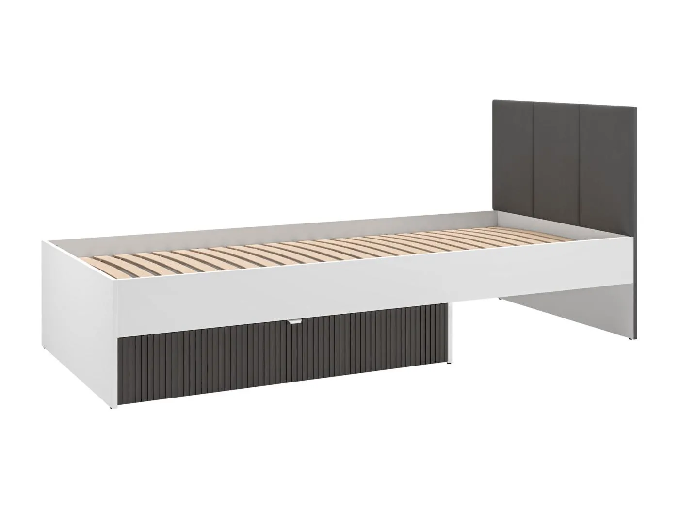 BETT Torino Weiß / Eiche Castello / Graphit 94 / 207 / 90cm