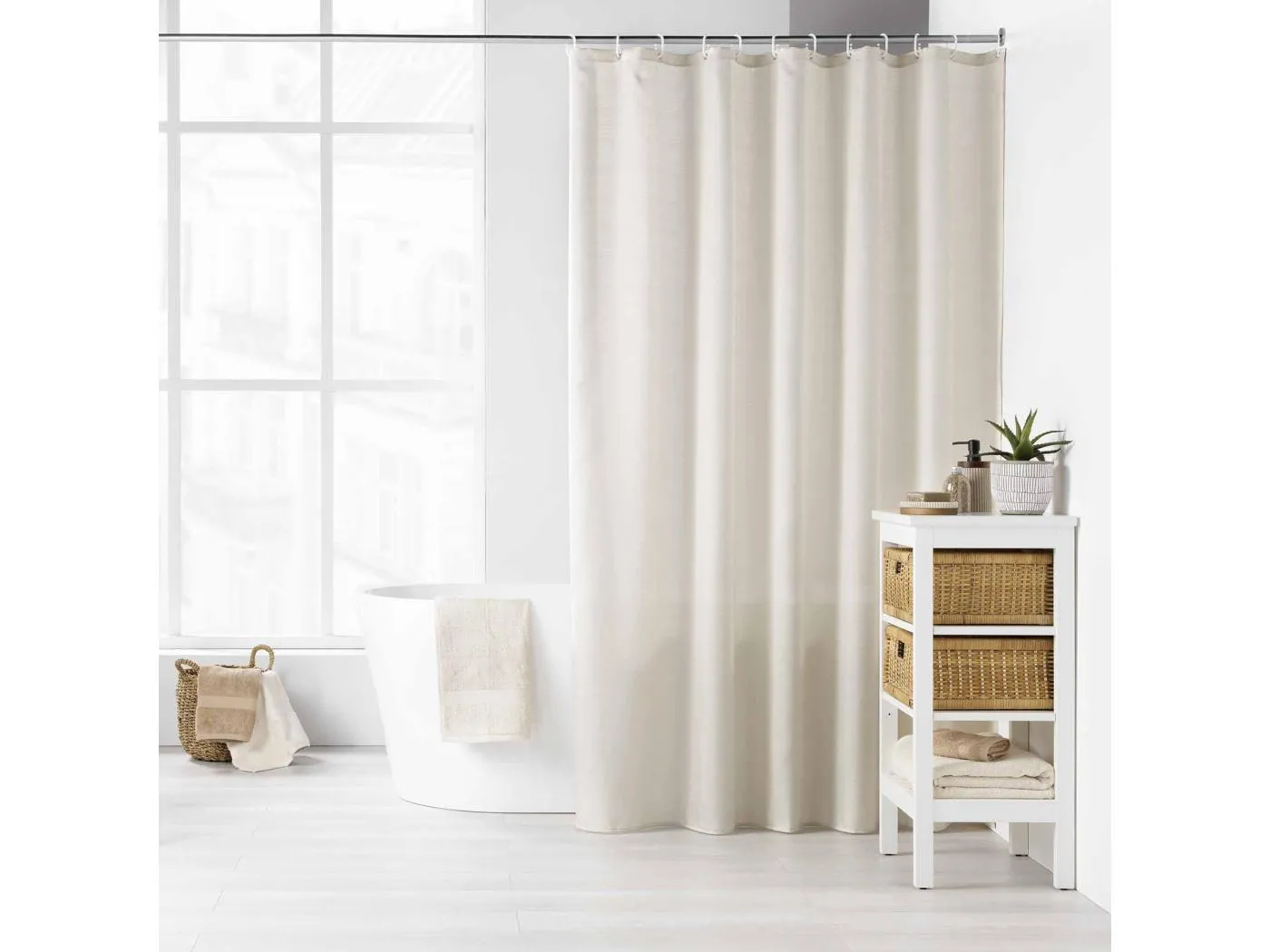 Duschvorhang in Uni-Farbe mit Haken