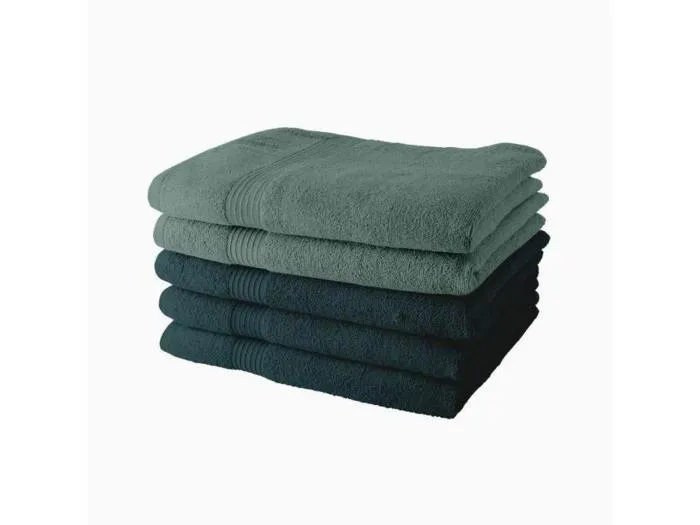 5 Badetücher 70 x 130 cm3 Pfau + 2 Seladon