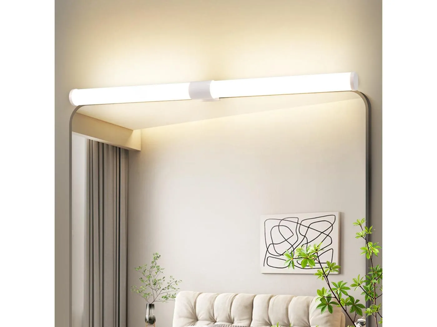 NETTLIFE 8W 60CM LED Badezimmerspiegelleuchte Weiß Wandmontage Badezimmerlampe Klemme Wasserdicht IP44 4000K