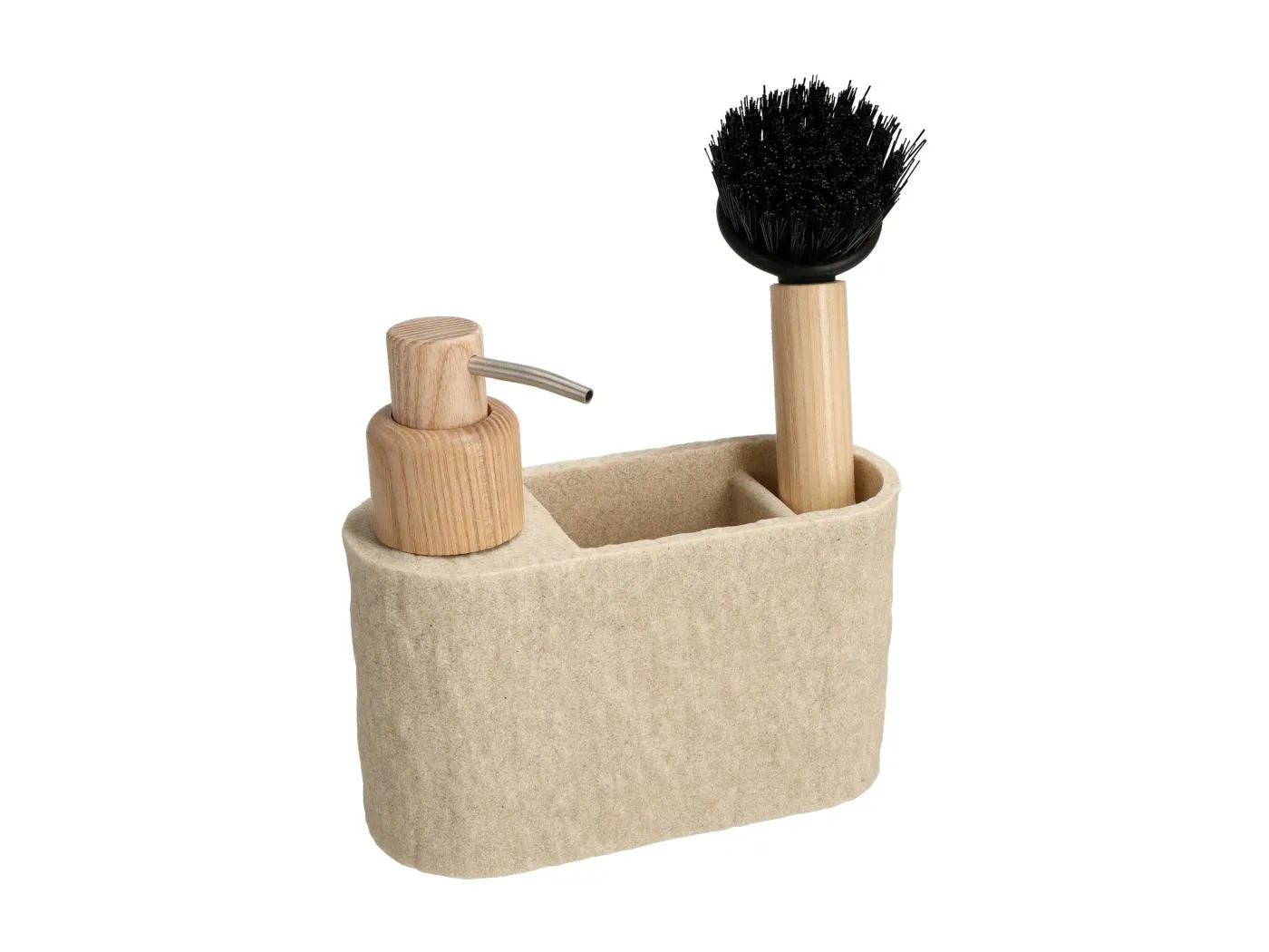 Küchenspender Mit Bürste Pillar Hellbeige 15 x 15 x 6.5
