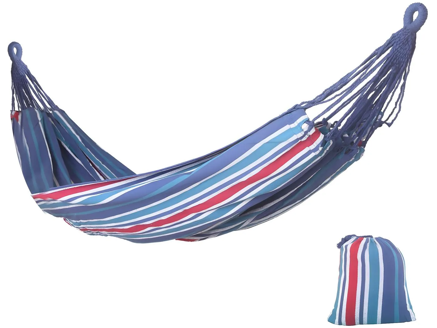 Garten Hängematte "Dallas" aus strapazierfähiger Baumwoll-Leinwand - 3,6 m - Blau
