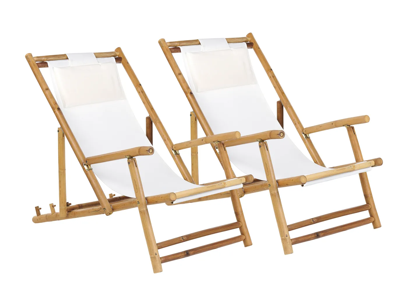 Trendy Liege hellbraun Bambusholz Auflage beige 2er Set Atrani