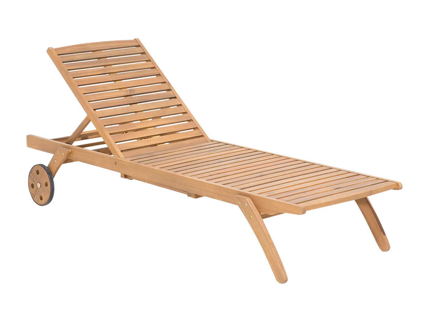 Gartenliege Akazienholz hellbraun verstellbare Rückenlehne rollbar Cesana