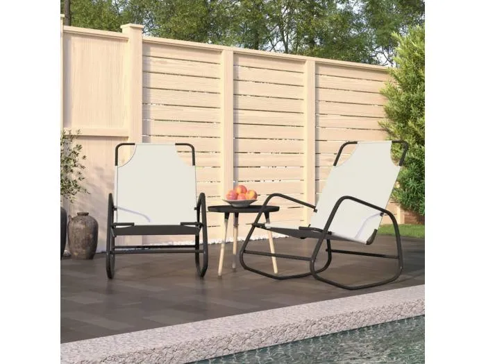 Schaukelliegen 2 Stk. Creme Stahl und Textilene