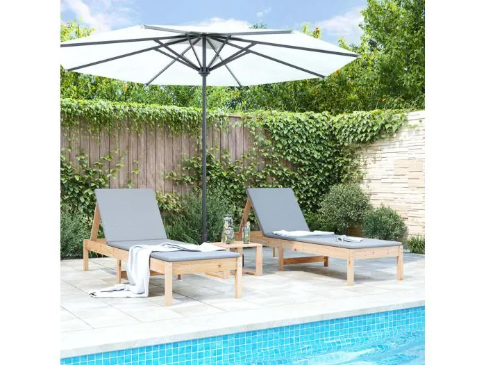 Sonnenliegen 2 Stk. 199,5x60x74 cm Massivholz Kiefer