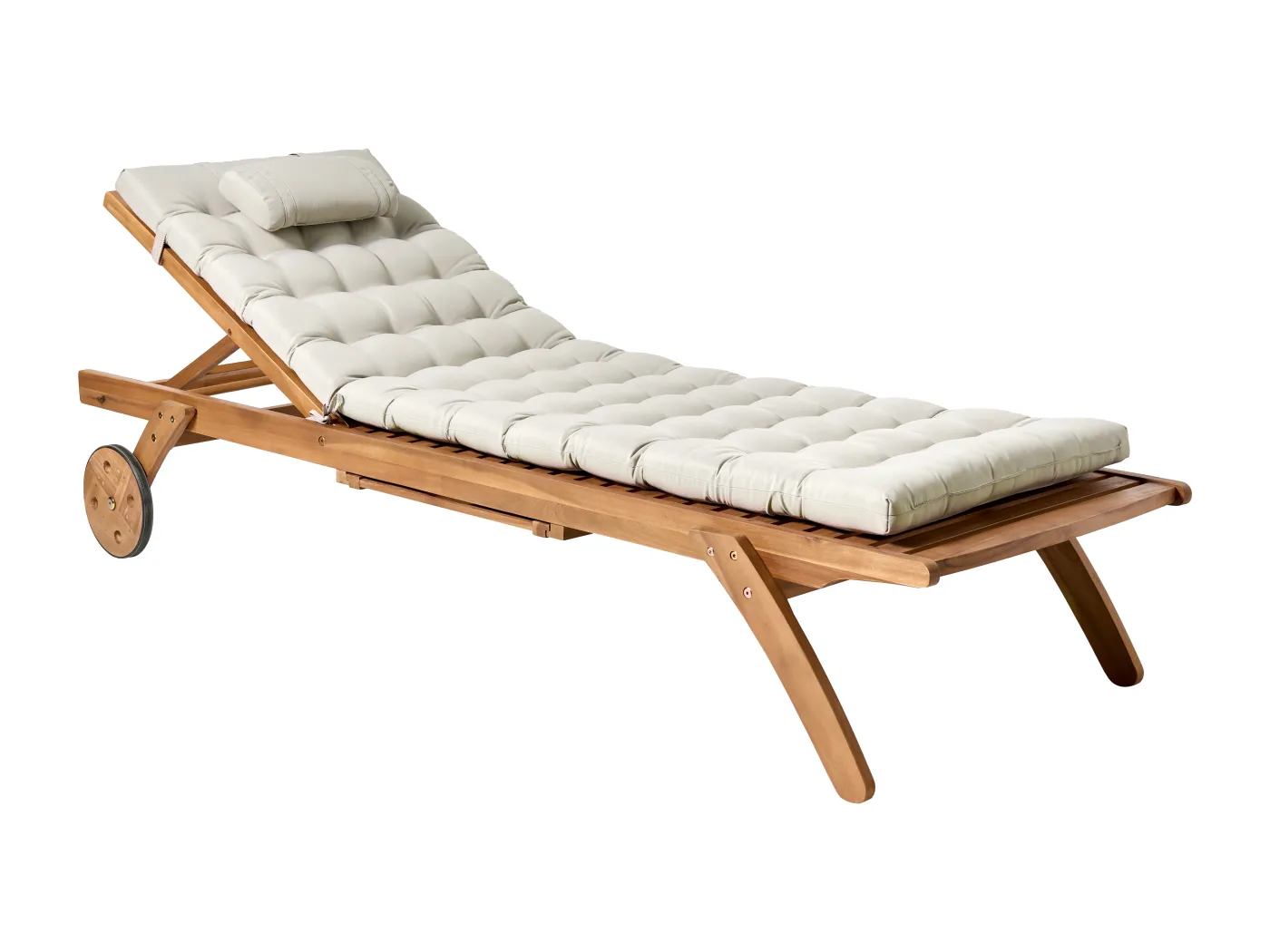 Sonnenliege mit Kissen CESANA PREMIUM Akazienholz Taupe