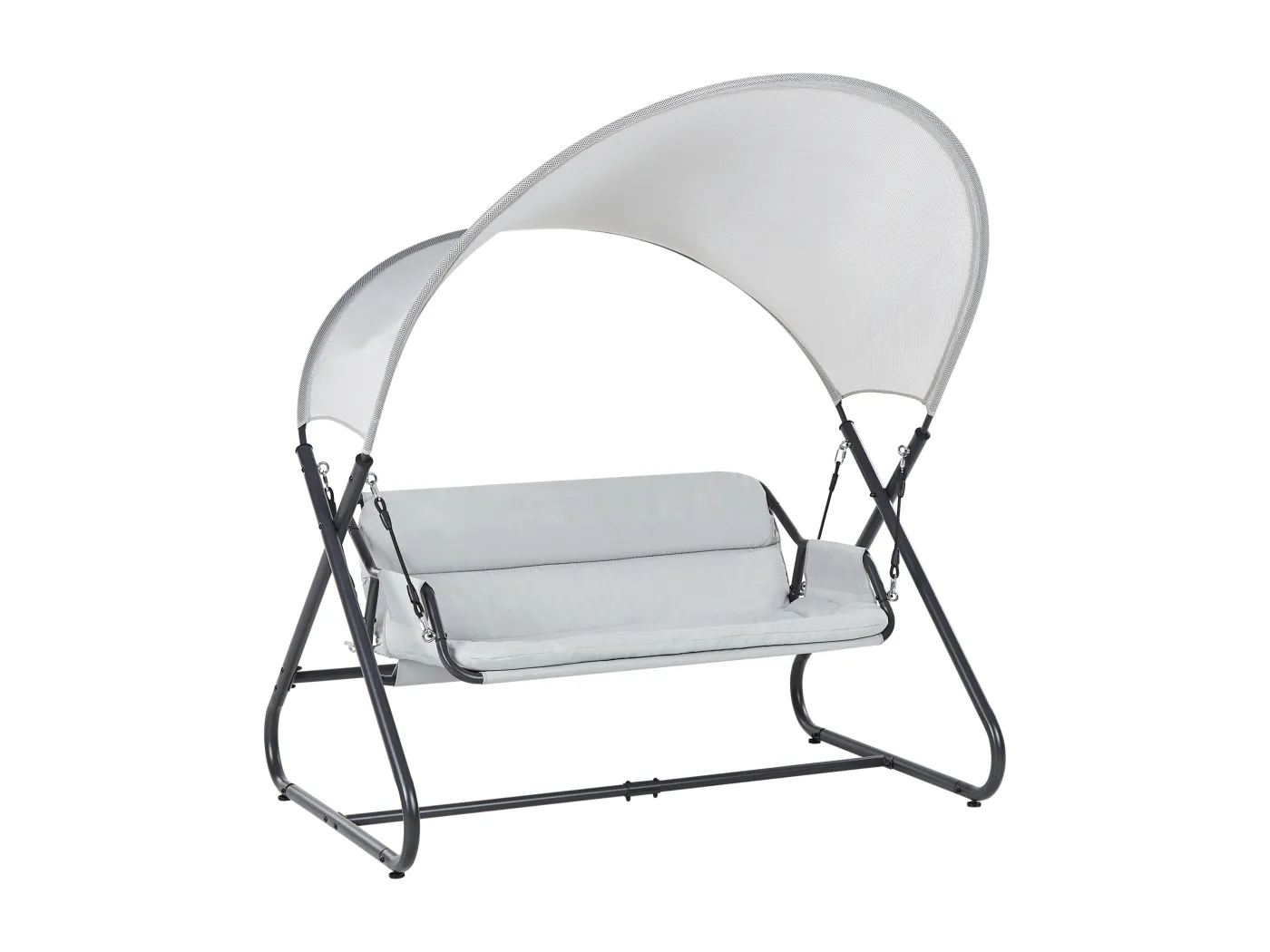 Gartenschaukel aus Mesh Stahl helles Grau mit Dach modern Solagna