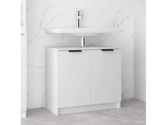 Badschrank Weiß 64,5x33,5x59 cm Holzwerkstoff