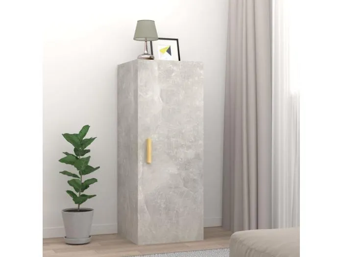 Wandschrank,Wandhängeschrank Betongrau 34,5x34x90 cm Holzwerkstoff -gkd28437