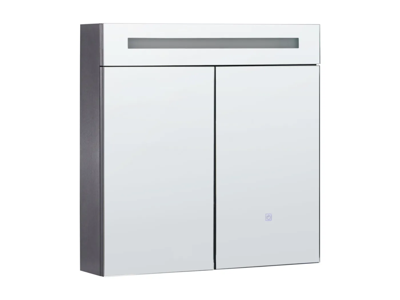 Moderner Bad-Spiegelschrank 60x60 cm 2 türig LED Beleuchtung schwarz Jaramillo