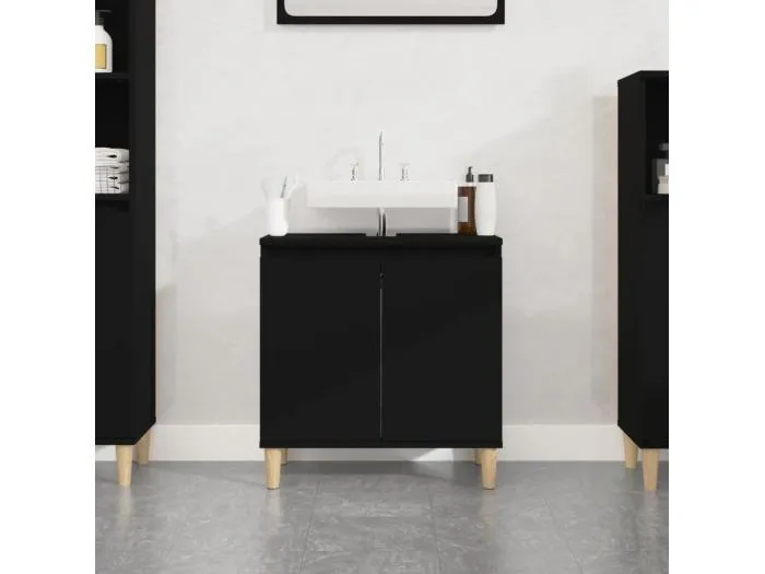 Waschbeckenunterschrank Schwarz 58x33x60 cm Holzwerkstoff