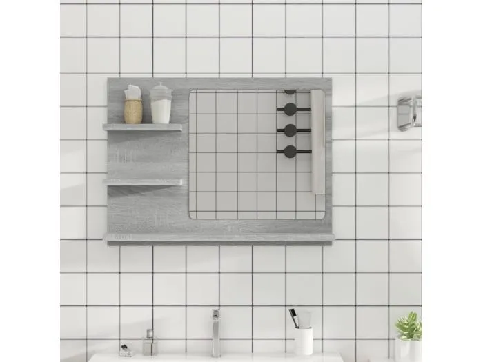 Badspiegel Grau Sonoma 60x10,5x45 cm Holzwerkstoff