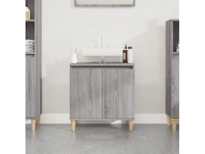 Waschbeckenunterschrank Grau Sonoma 58x33x60 cm Holzwerkstoff