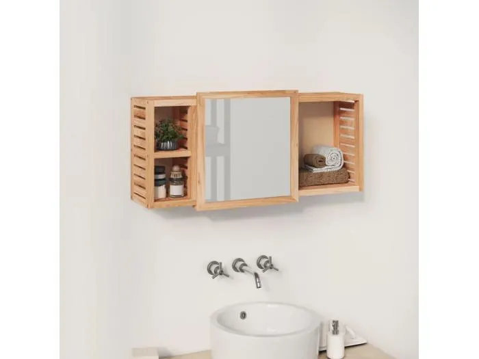 Spiegelschrank 80x17x34 cm Massivholz Nussbaum