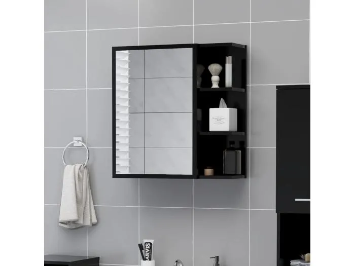 Bad-Spiegelschrank Schwarz 62,5x20,5x64 cm Holzwerkstoff