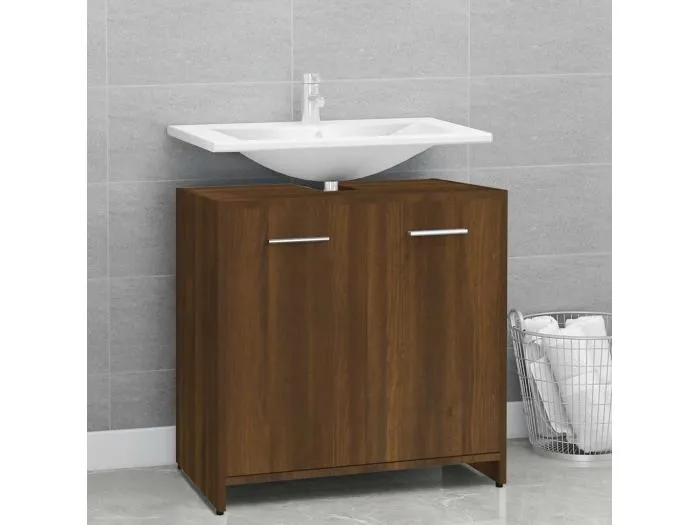 Badezimmerschrank Braun Eichen-Optik 60x33x60 cm Holzwerkstoff